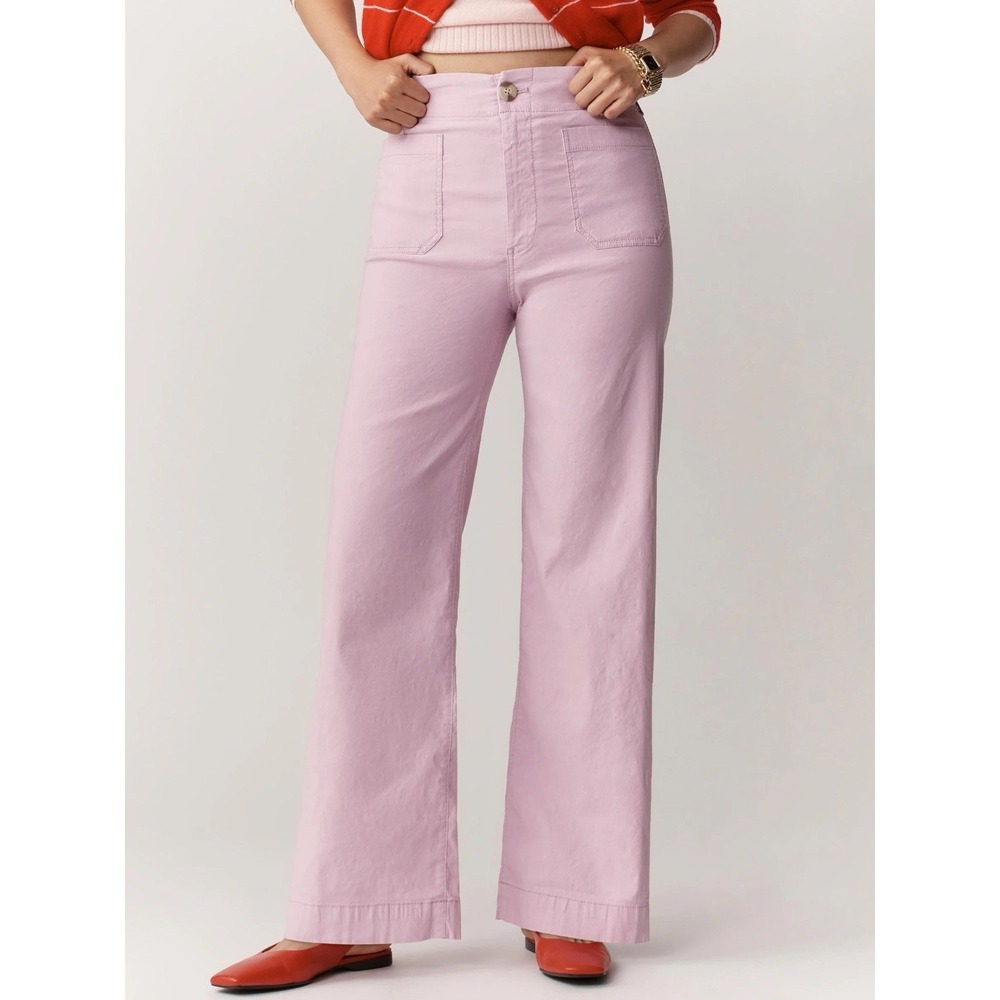 Anthropologie Purple Maeve The Colette High Waisted Wide-Leg Trousers NWT 25